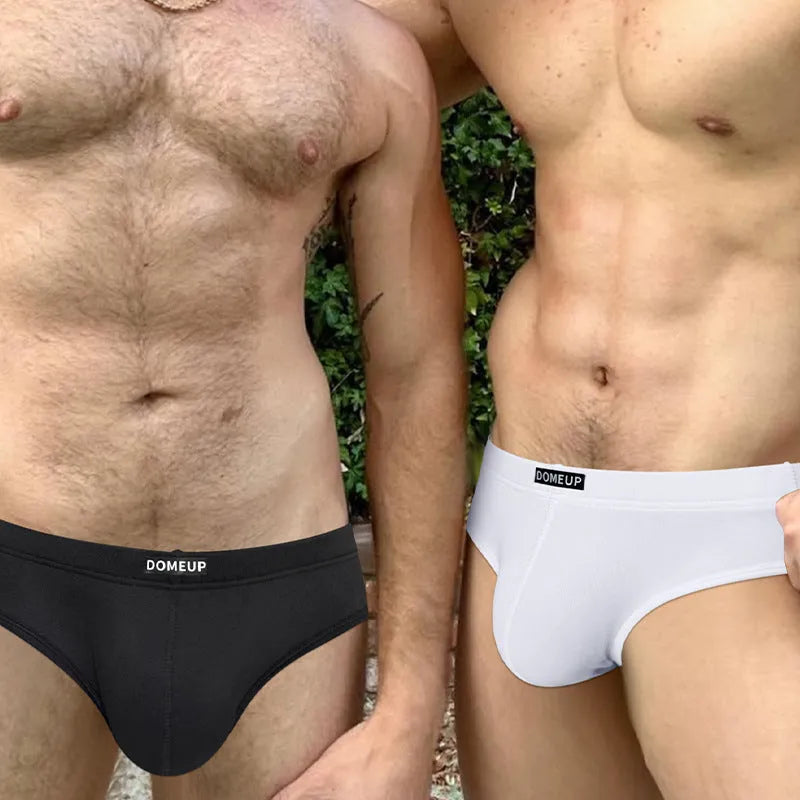 Men's solid colour low waist briefs with seamless breathable design in white, black or pink