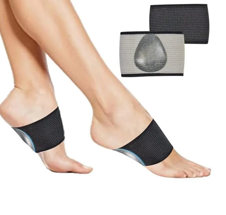 Elastic foot bandage with heart-shaped arch support pad for flat feet
