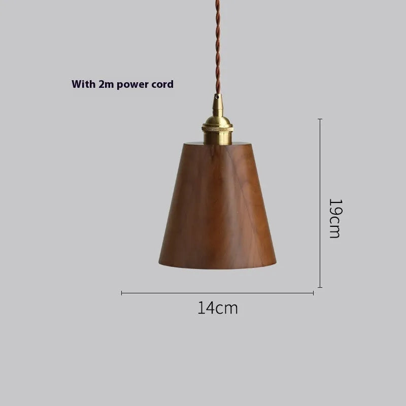 Copper and black walnut wood art single-head droplight chandelier with E27 holder