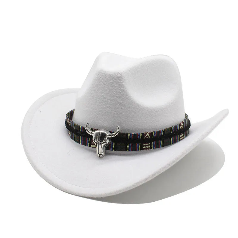 Western cowboy hat with bell crown design in wool-blend polyester fabric showing multiple colour options