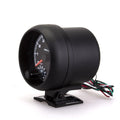 Black automotive tachometer with blue light pointer display showing RPM measurement scale