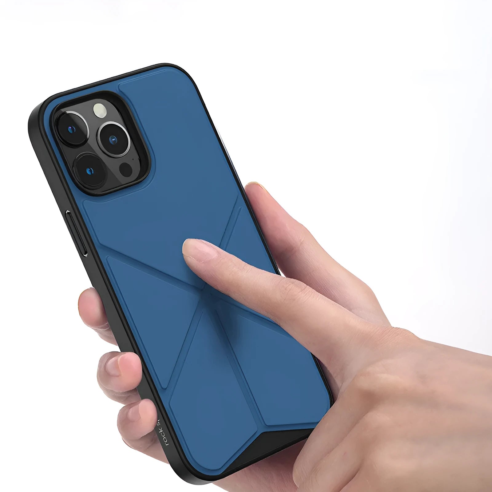 Black and blue clear TPU back cover cases for iPhone 13, iPhone 13 Pro, and iPhone 13 Pro Max phones.