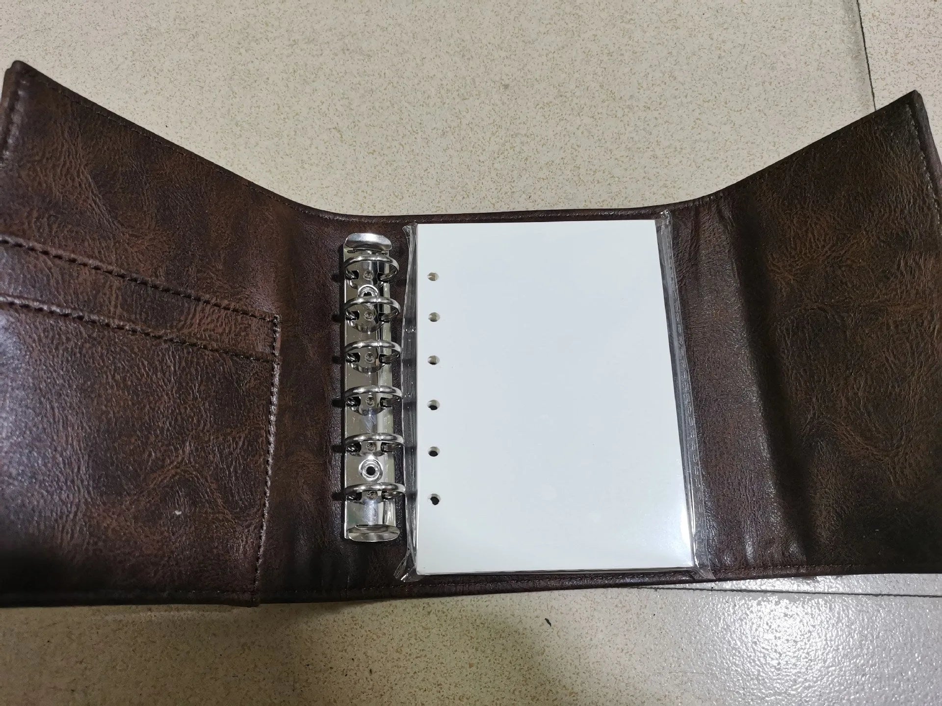Brown A7 notebook with retro leather buckle and loose-leaf binder binding