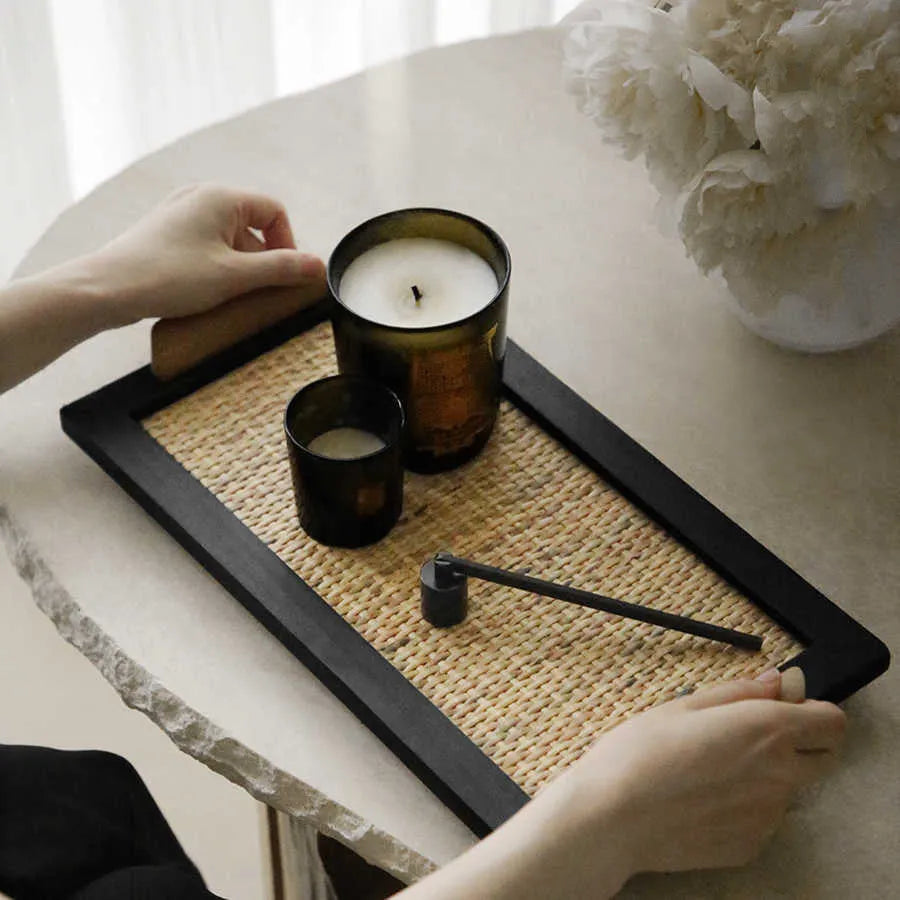 Pine wood dining tray with compartments shown in small and large size options