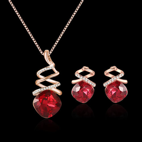 Bridal jewellery set with alloy necklace and earrings featuring water wave chain design