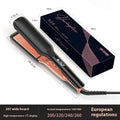 Silver hair straightener with digital temperature display showing 207℃ and European standard plug