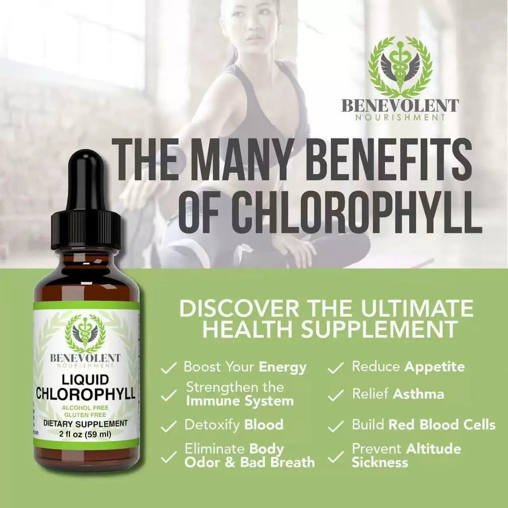 60ml bottle of natural chlorophyll drops for adult digestive support