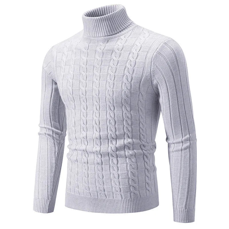 Men's slim fit chenille turtleneck pullover sweater in multiple colours