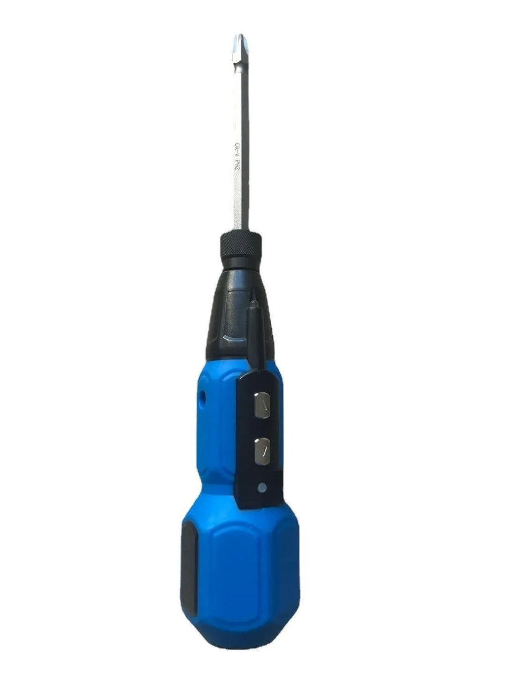 Black electric screwdriver with straight alloy steel handle showing 36V lithium battery power