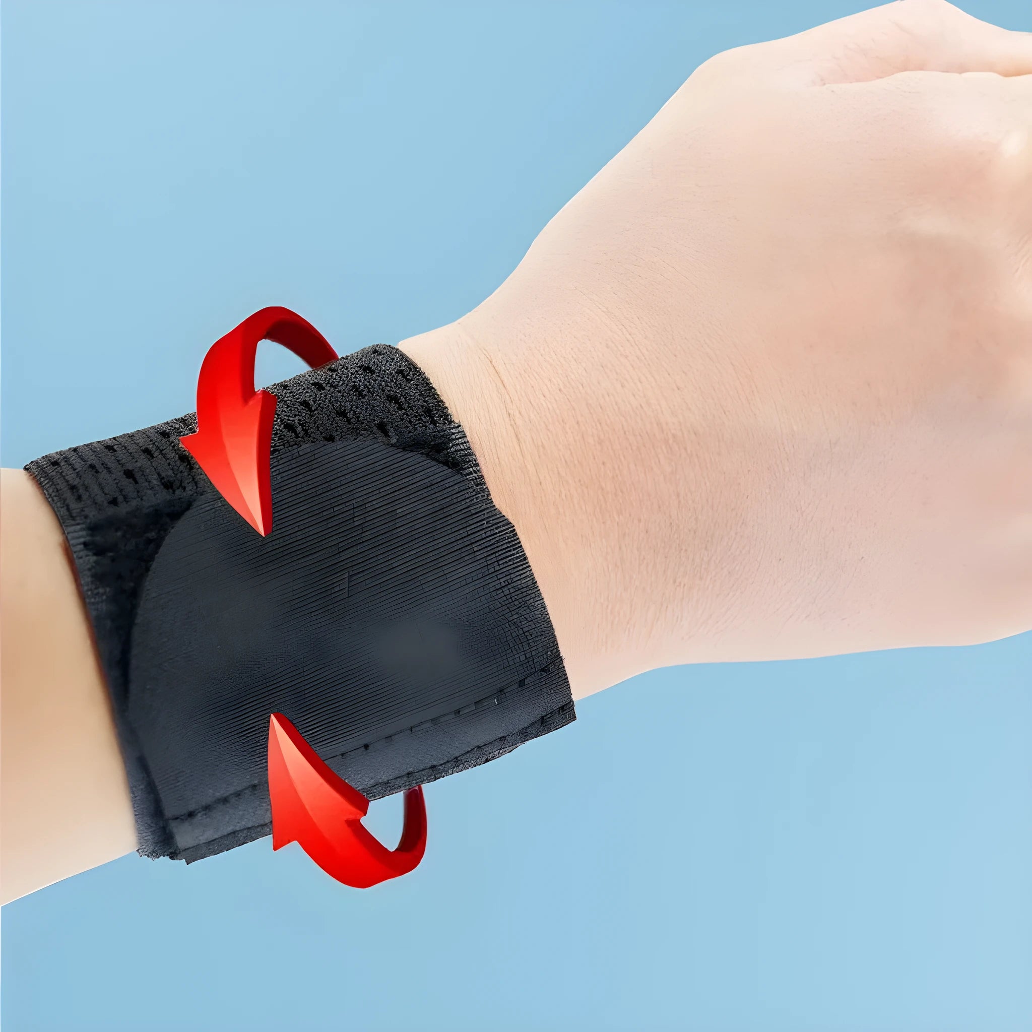 Elasticated athletic wristguard in black, grey or pink colour with breathable construction