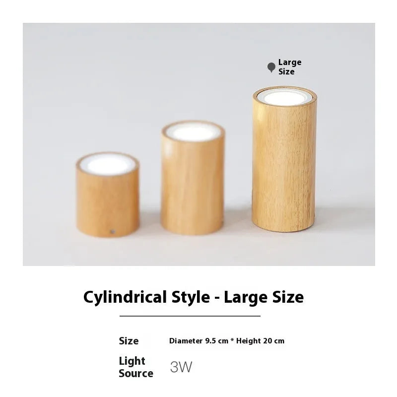 Solid wood surface mounted downlight in wood colour with square or round design options
