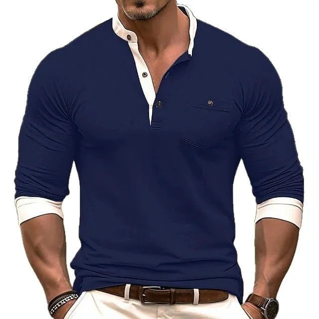 Personality brand men's solid colour long sleeve cotton t-shirt on a hanger.