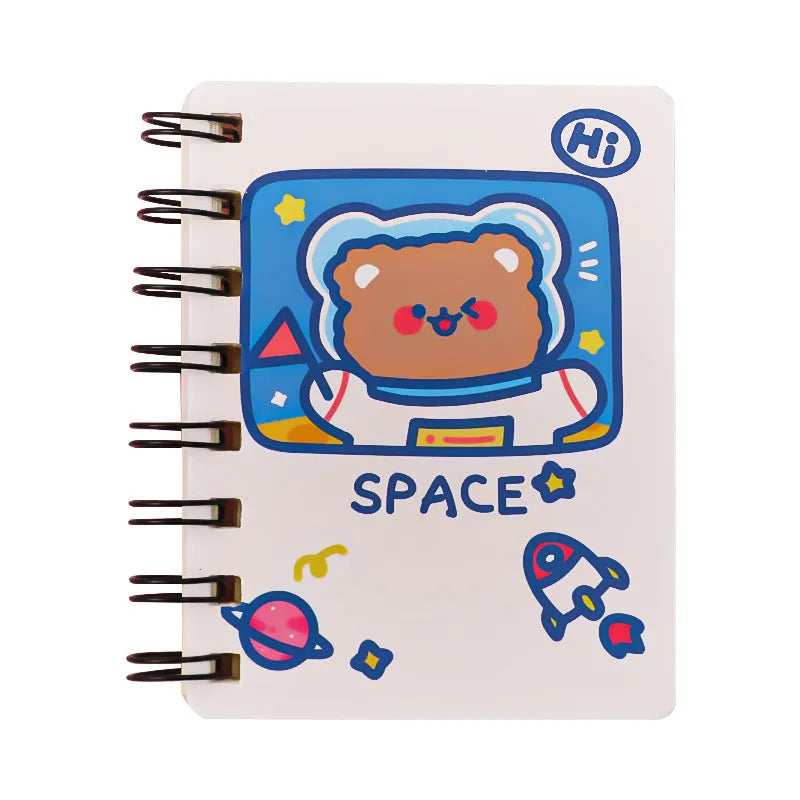 Astronaut series pocket flipper notebook showing one of four cover design options: Astronaut Bear, Planet Teddy, Space Cat, or UFO.