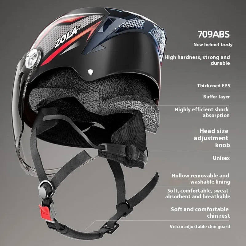 Children's motorcycle half helmet with double mirror visor in light brown colour variant