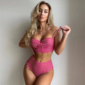 Women's plaid high-waist bikini swimsuit in multiple colours with separate tops and briefs