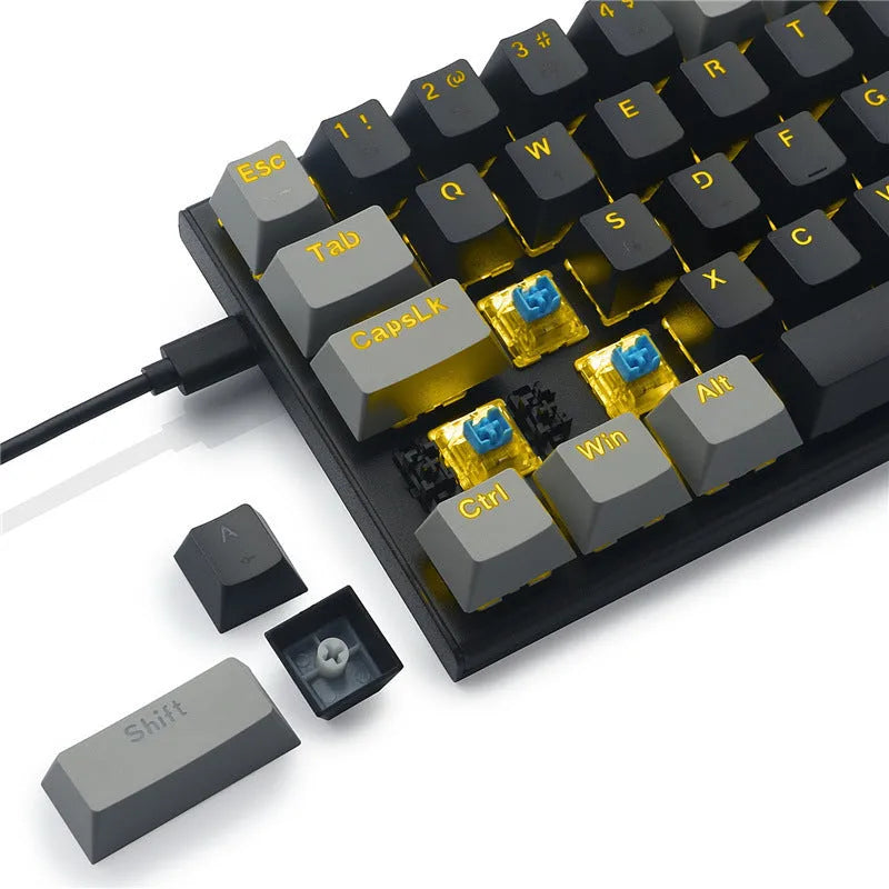 Z11 mechanical keyboard with aluminium case in black and grey colour scheme with green mechanical switches.