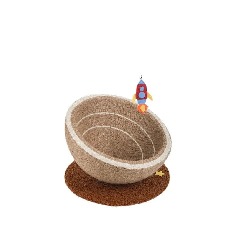 Large integrated cat scratching basin and nest with sisal rope scratching posts and flannel sleeping area