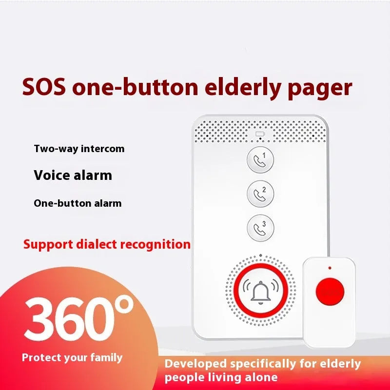 White elderly emergency alert system with central buzzer unit and three wireless emergency call buttons
