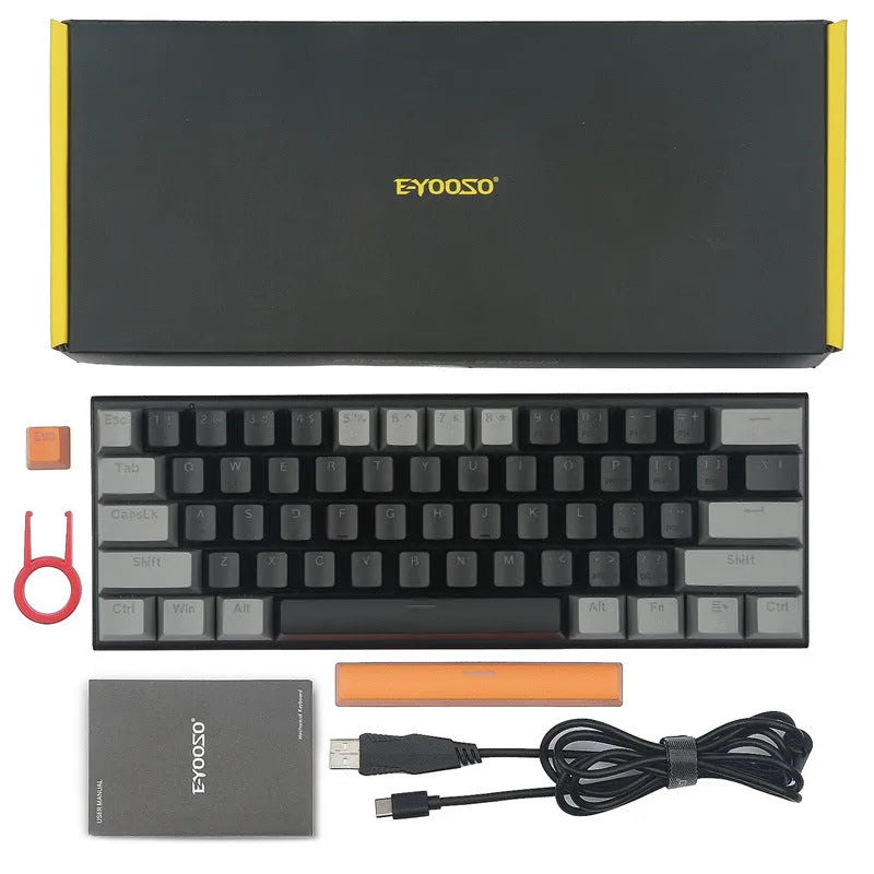 Z11 mechanical keyboard with aluminium case in black and grey colour scheme with green mechanical switches.