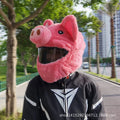 Pinkpig cartoon design plush helmet protective hood covering a motorcycle helmet