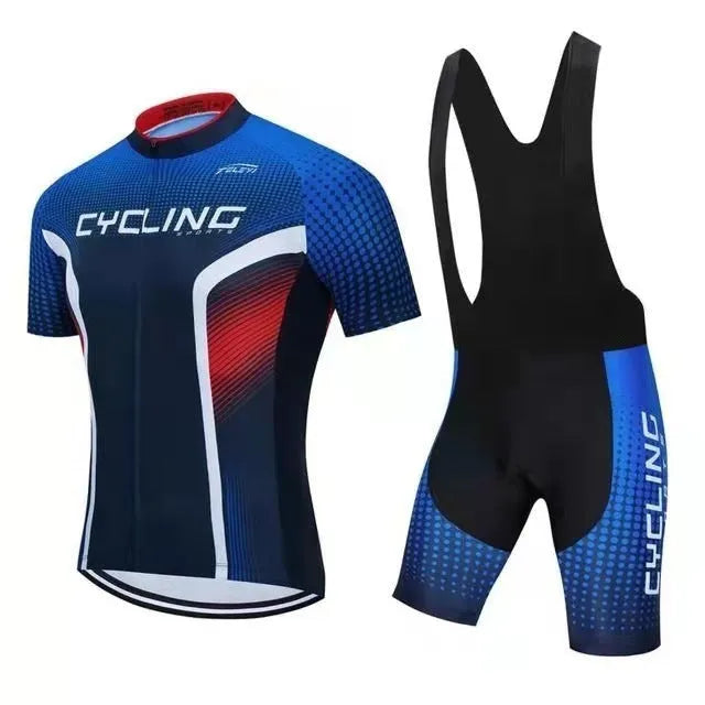 Cycling jersey and pants set in moisture-wicking fabric for summer riding