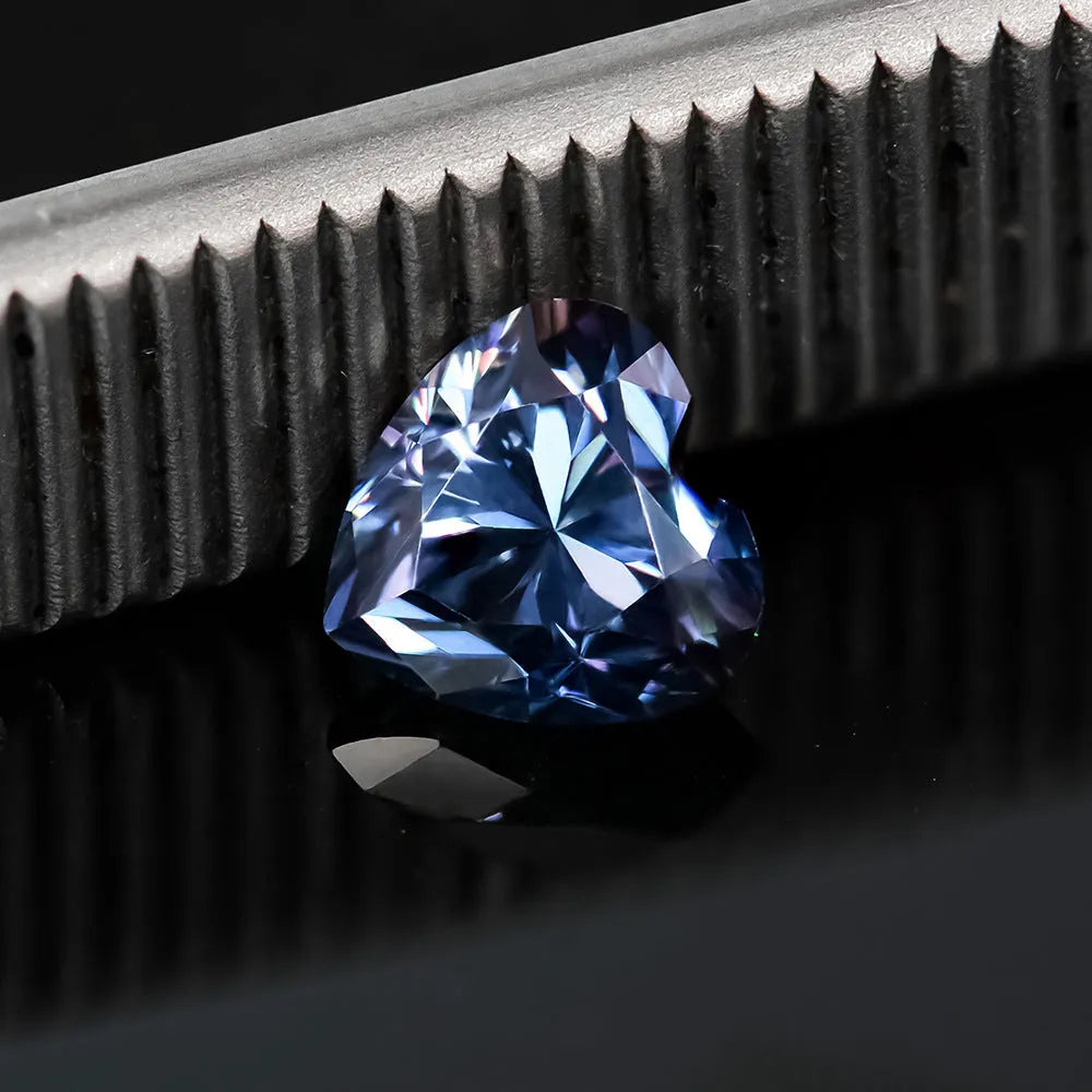 Heart-shaped lemon cut moissanite stone in six colours for jewellery making
