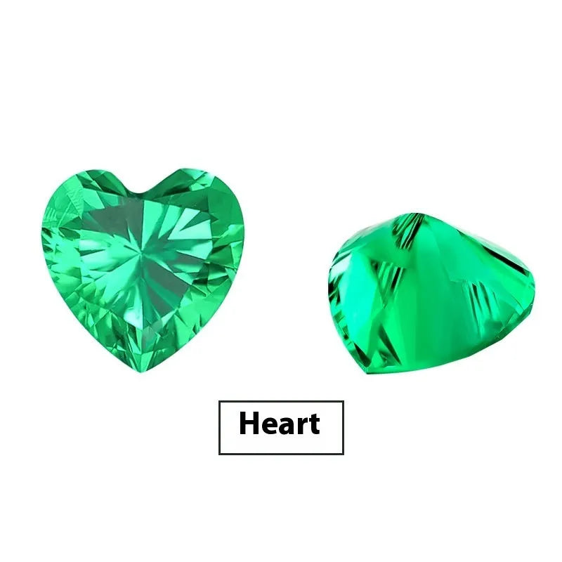 Columbia green synthetic emerald loose gemstone in round and rectangular emerald cut shapes