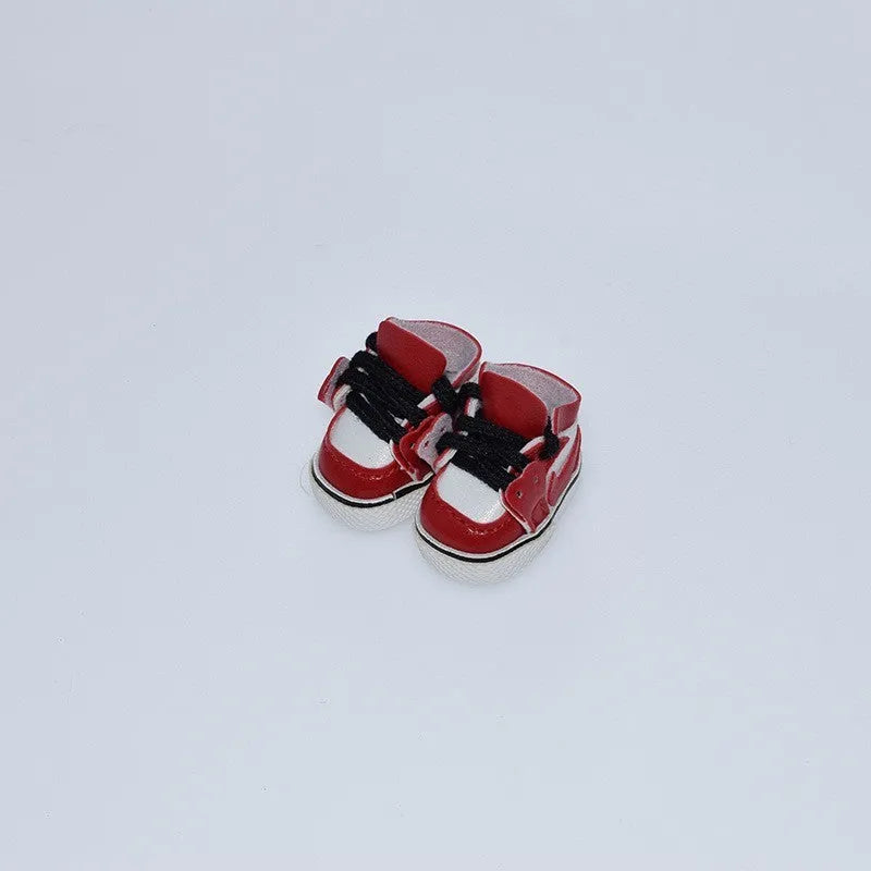 17cm doll replacement shoes in PU polyurethane material showing 3.5cm to 3.8cm height options including boots, leather shoes, and high heels