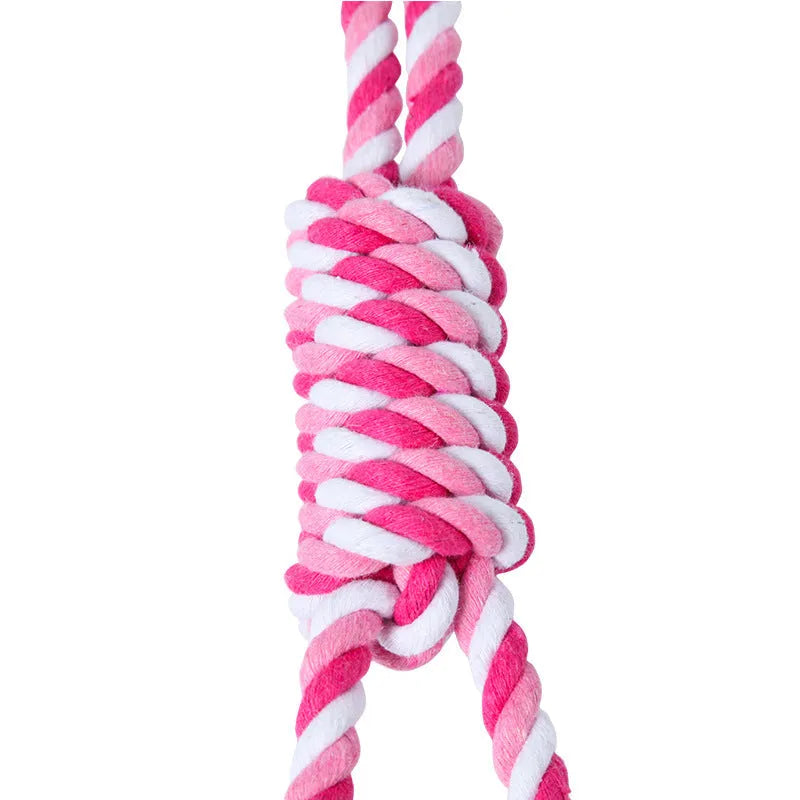 38 cm cotton braided dog tug rope toy in red and white colour pattern