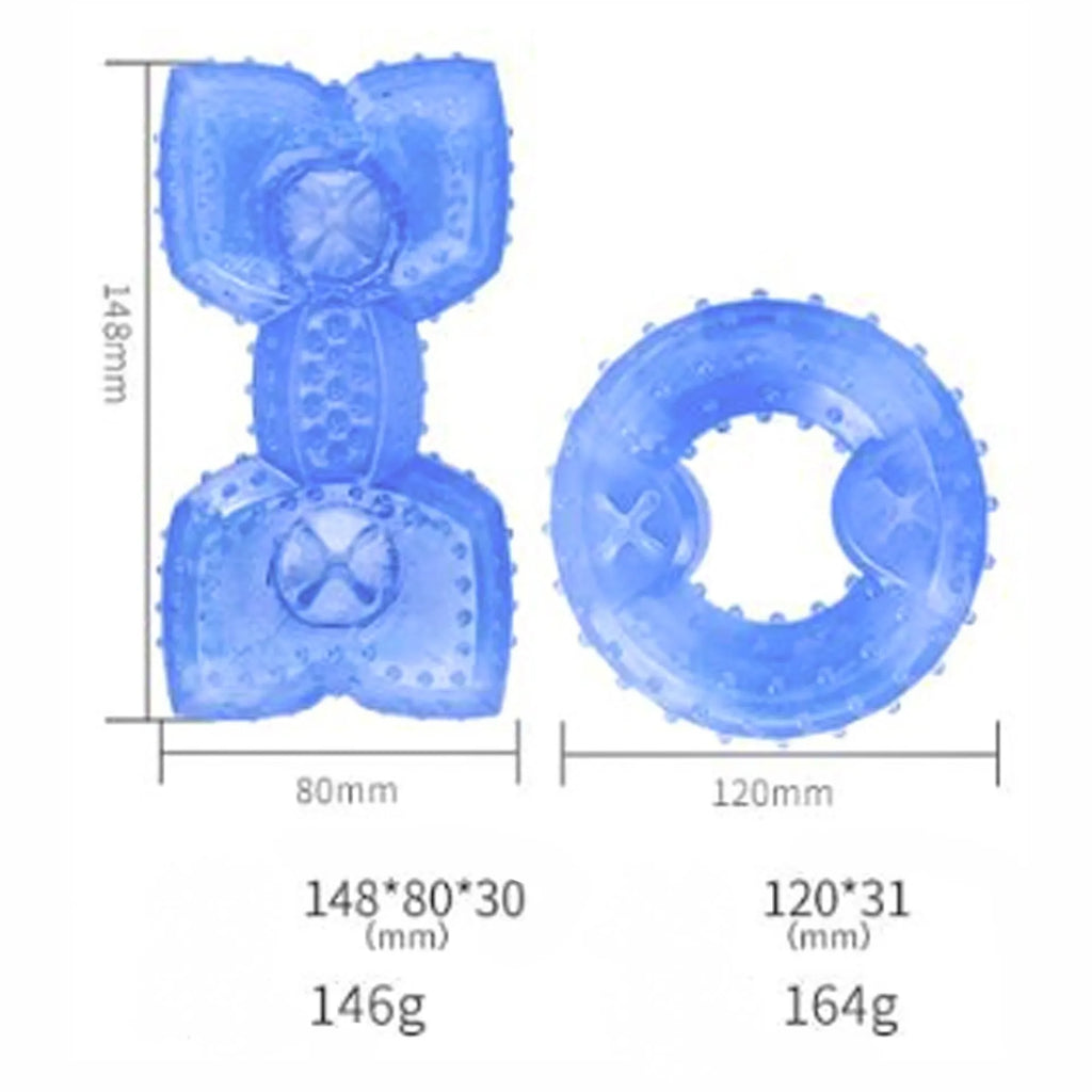 Freezable cooling chew toy for dogs in bone and circle shapes for teething relief