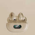 Bone conduction Bluetooth headset with ear clip design in black, white, or khaki colour