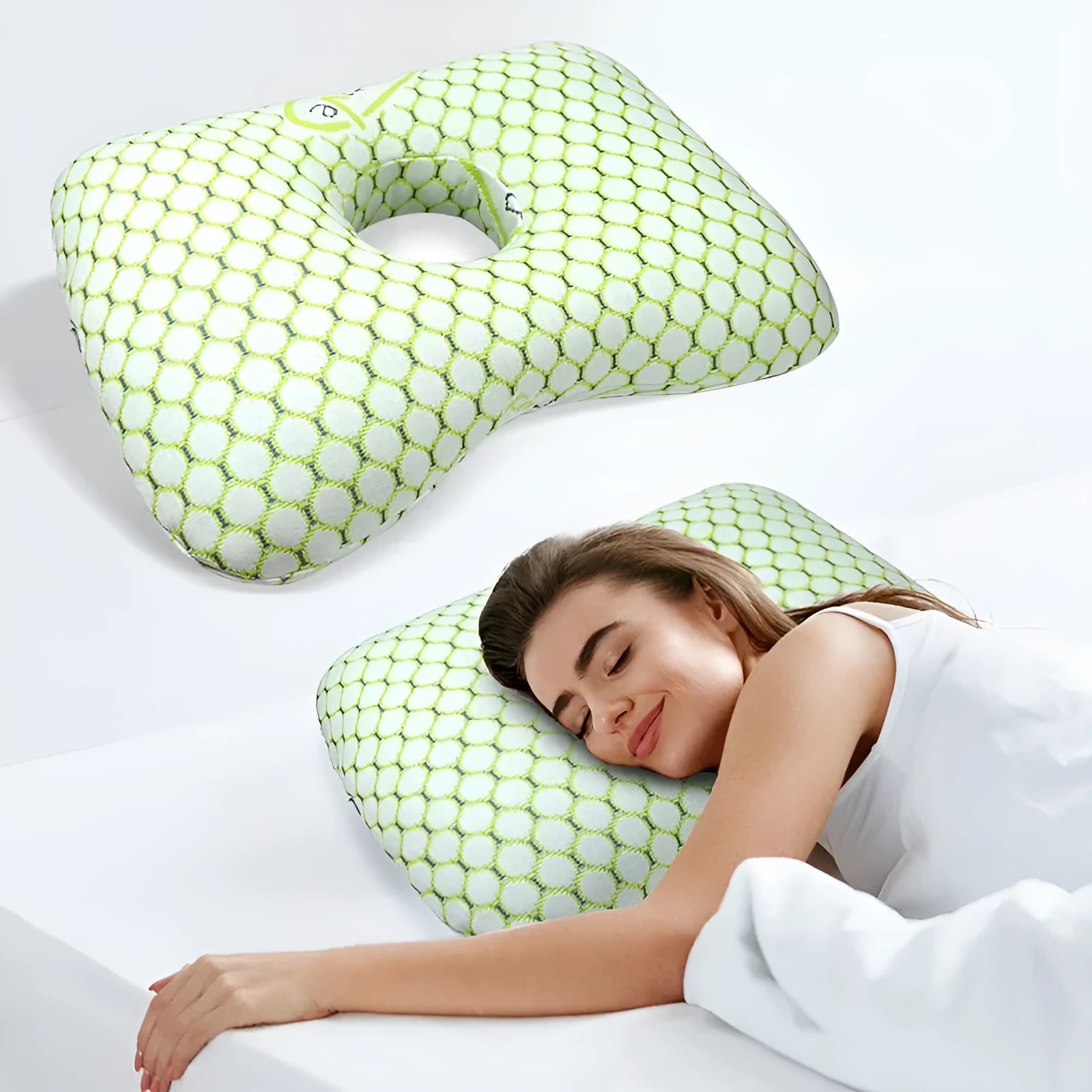 Beauty salon single hole ear pillow with detachable cover in Boer Gray colour for facial treatments