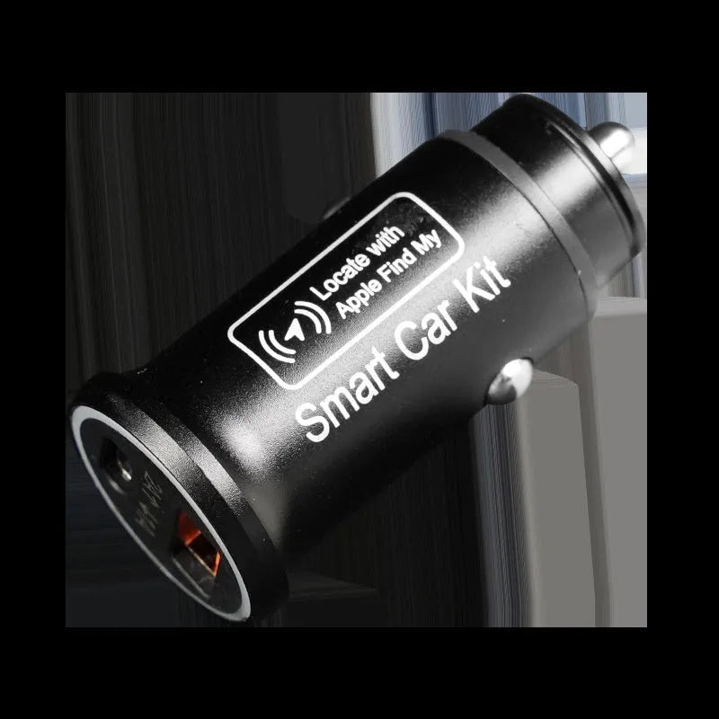 Black GPS car tracking device with charger port connection for vehicle location monitoring