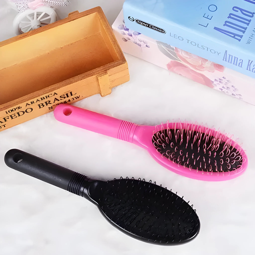 Ring tooth hair extension comb in black colour showing 22 cm length and airbag design