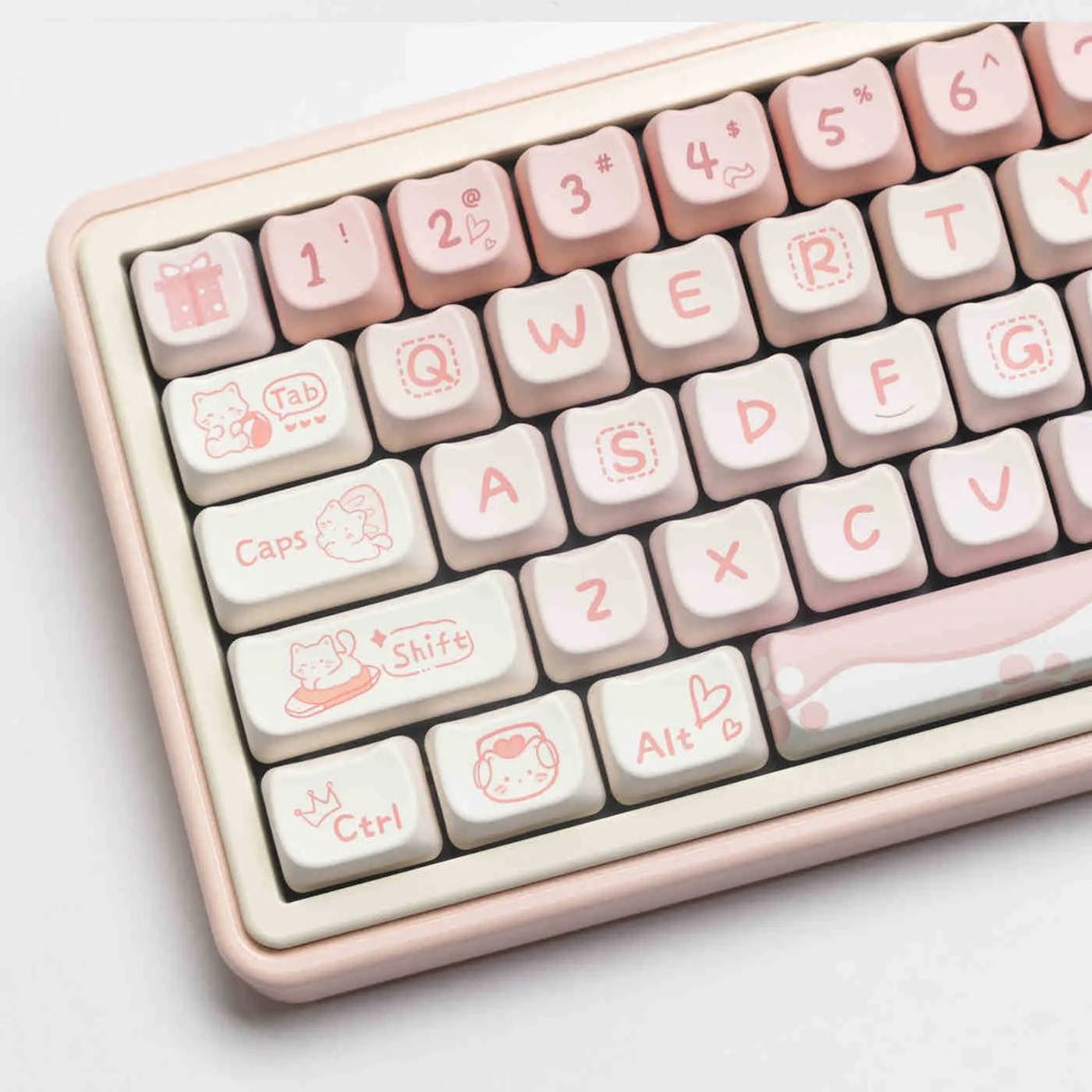Full set PBT sublimation key caps for mechanical keyboards showing 98+ key coverage