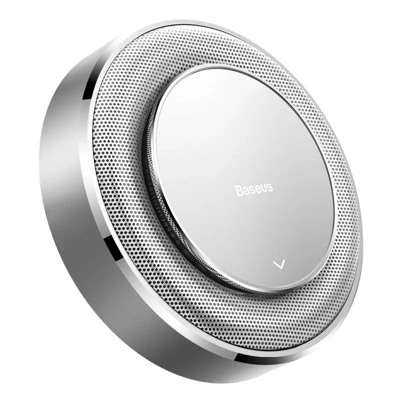 Bess aluminium alloy car fragrance in black, red, or silver with round seat and four tablets