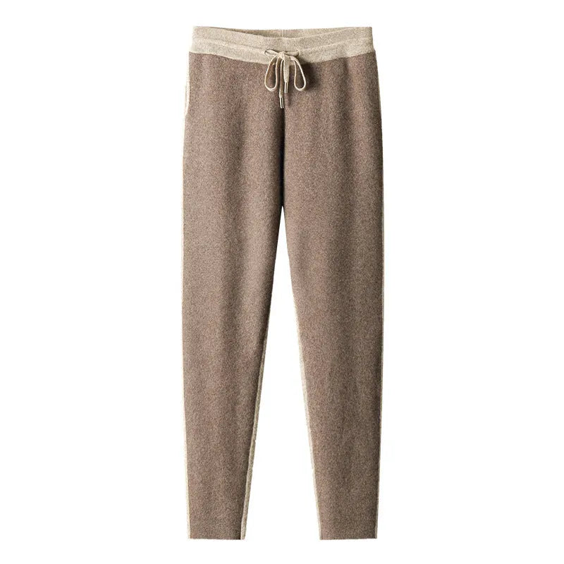 Men's cashmere wool blend knitted cardigan suit with long sleeve top and matching trousers