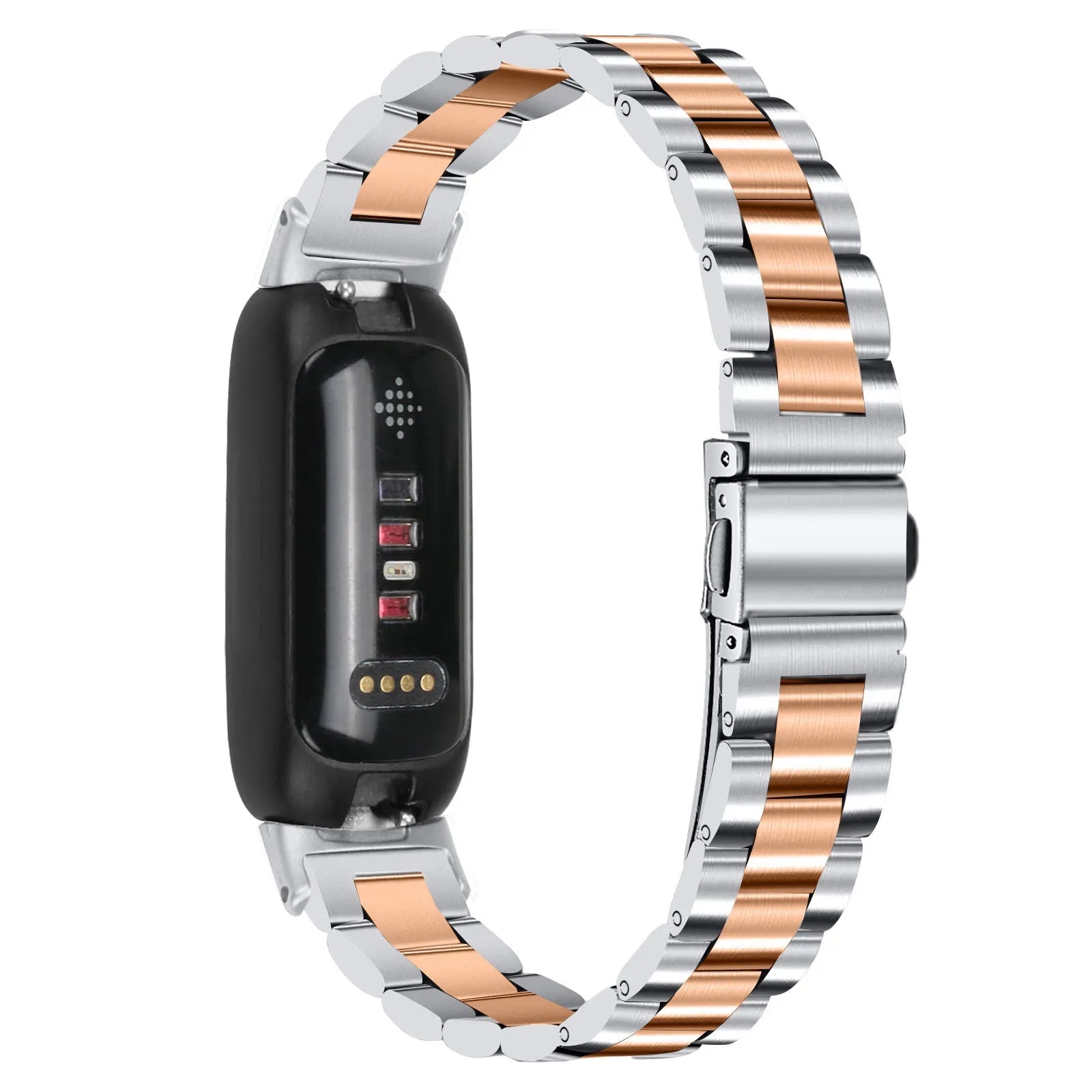Stainless steel watch strap with three-beads design for Fitbit Inspire3 in multiple colours.