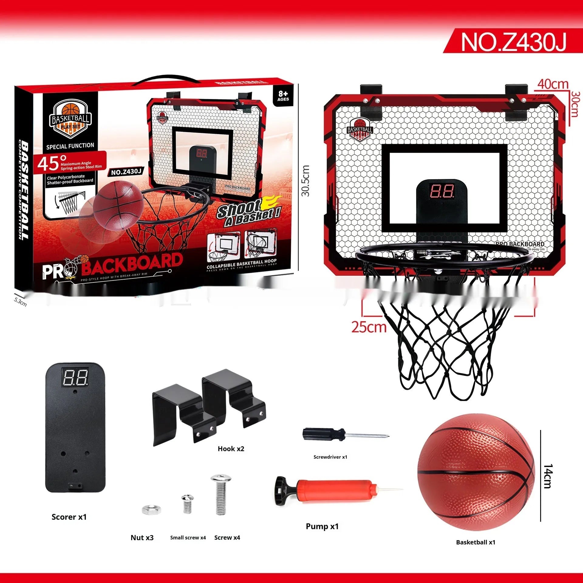Folding basketball frame with dunk scoring function and punch-free suction cup mounting system
