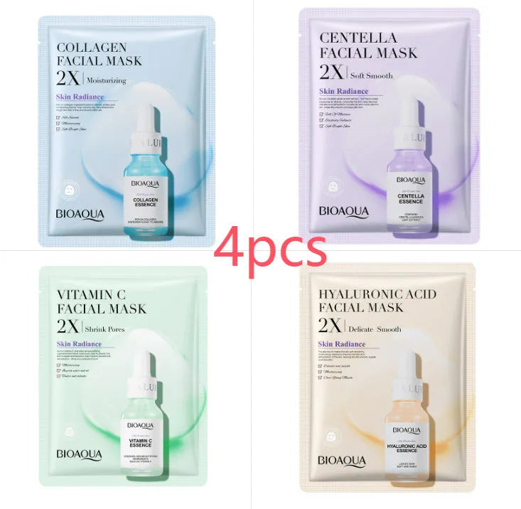 Single white collagen and hyaluronic acid facial sheet mask, 30g gel treatment.