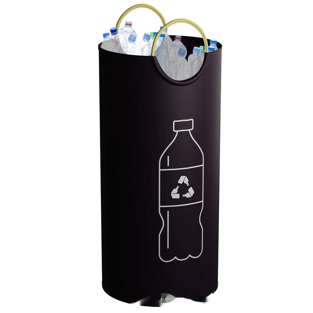 Round portable plastic trash can with dimensions 38cm wide by 72cm high