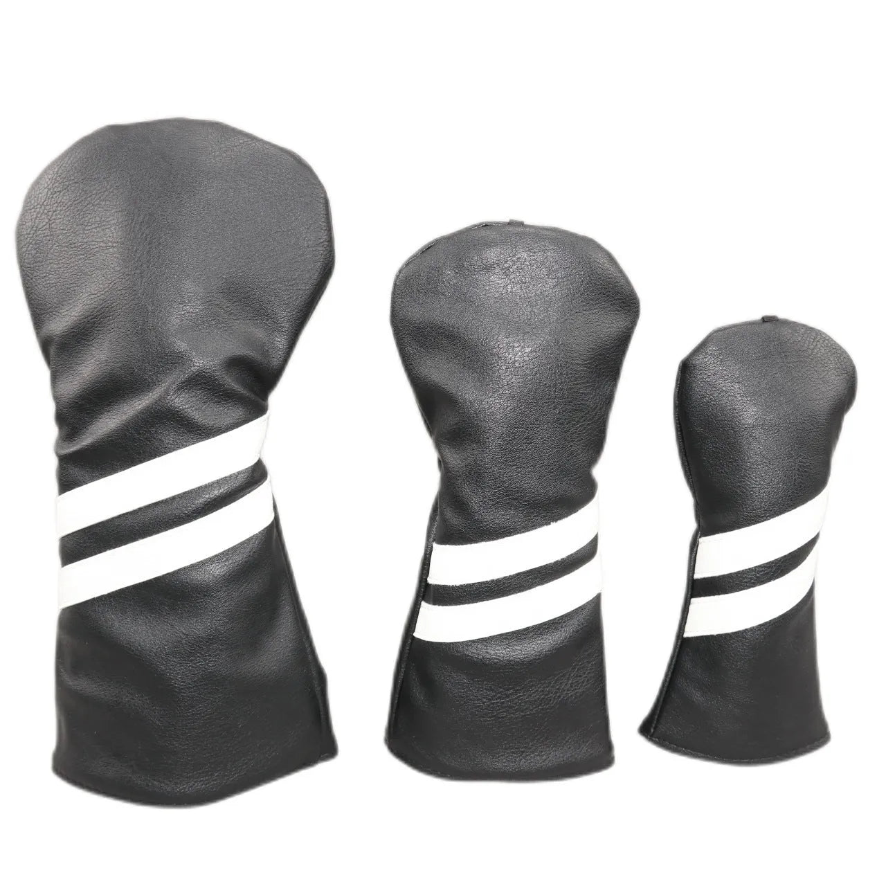 Golf club head cover with two oblique stripes, shown in multiple colours.