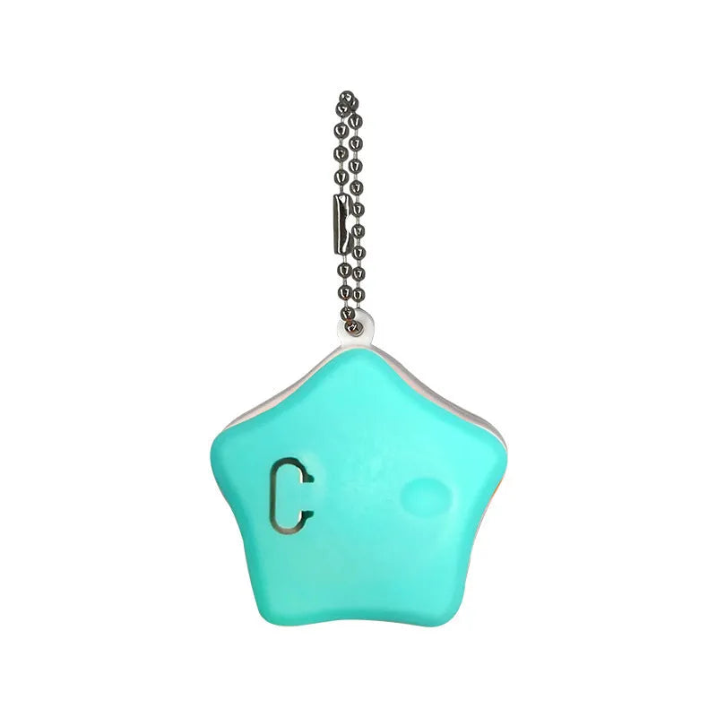 Blue rechargeable silicone pet LED light pendant attached to dog collar