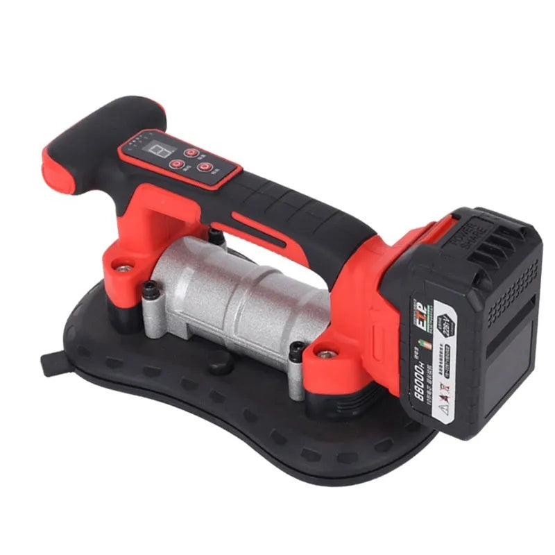 21V automatic tile laying machine with vacuum cup for wall tile installation showing battery compartment and adjustment controls