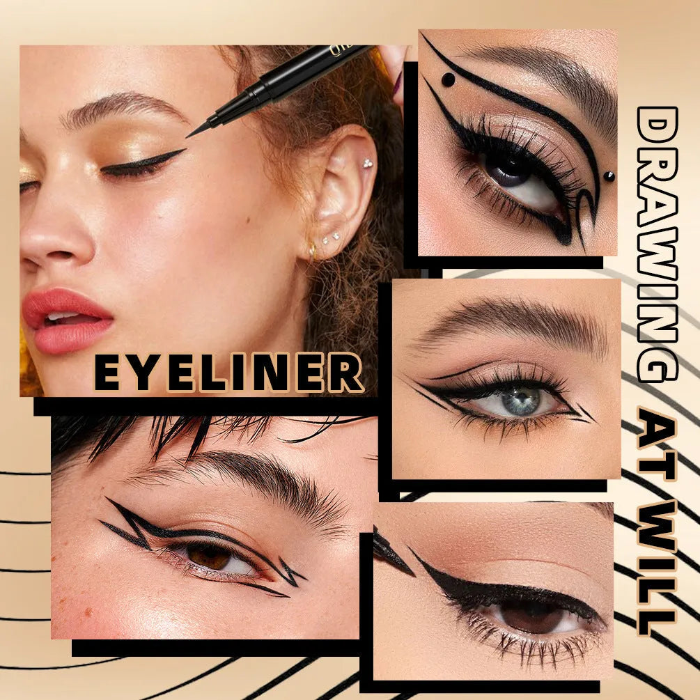 Black liquid eyeliner pen with a precision brush tip applicator, shown in shade Q2407.