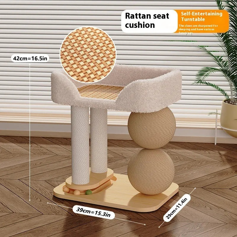 Pine wood cat nest with grasping ball design in Scandinavian style