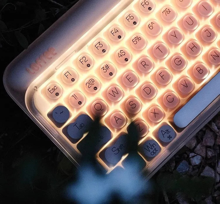 Liquid foundation coloured 84-key wireless mechanical keyboard set with mouse, light, and Bluetooth calculator