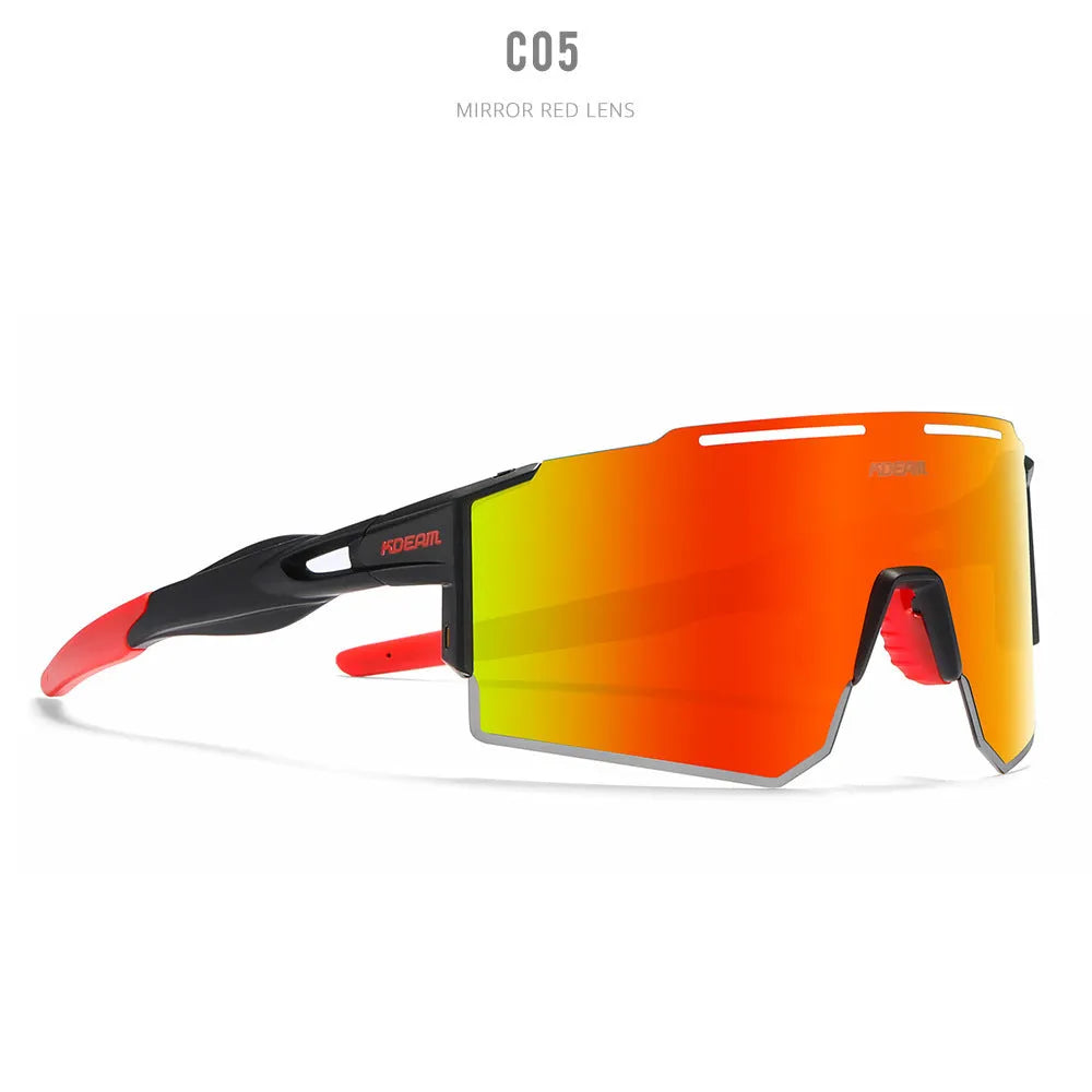 Polarized cycling sunglasses with TR90 frameless sports design in athletic colours