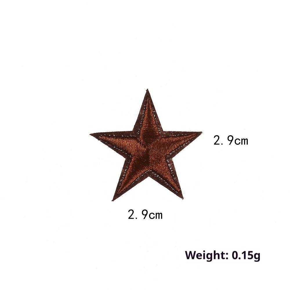 Colourful handmade embroidered five-pointed star cloth stickers for DIY decoration on fabric.