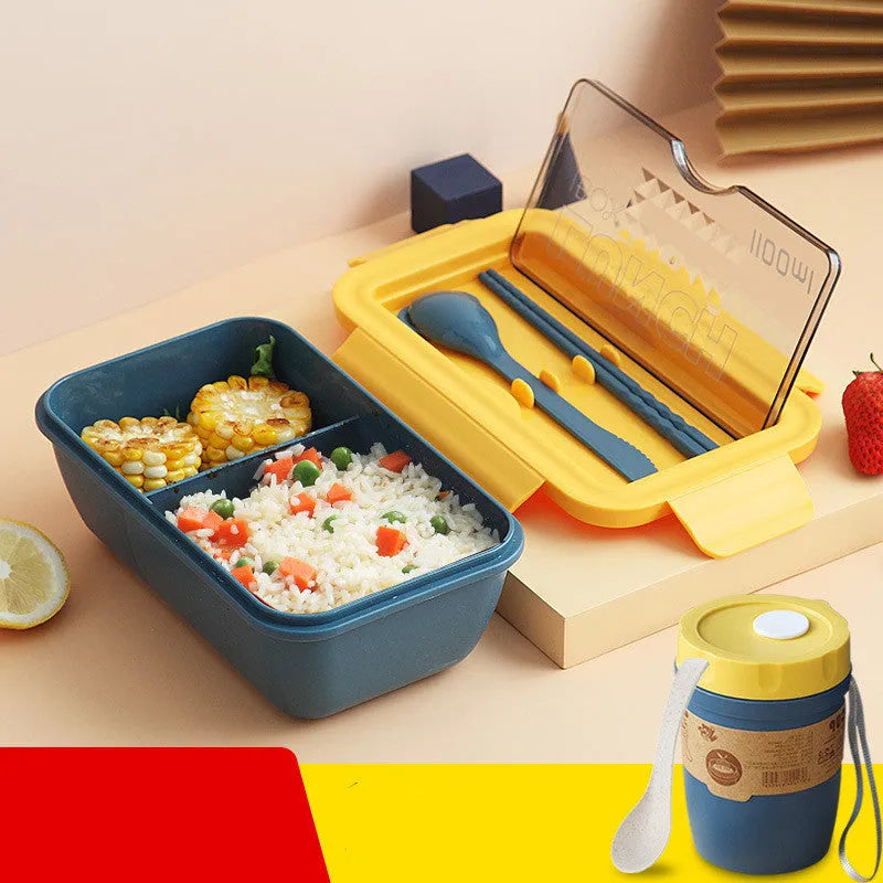 Four-compartment plastic bento lunch box in Nordic style design with separate food sections